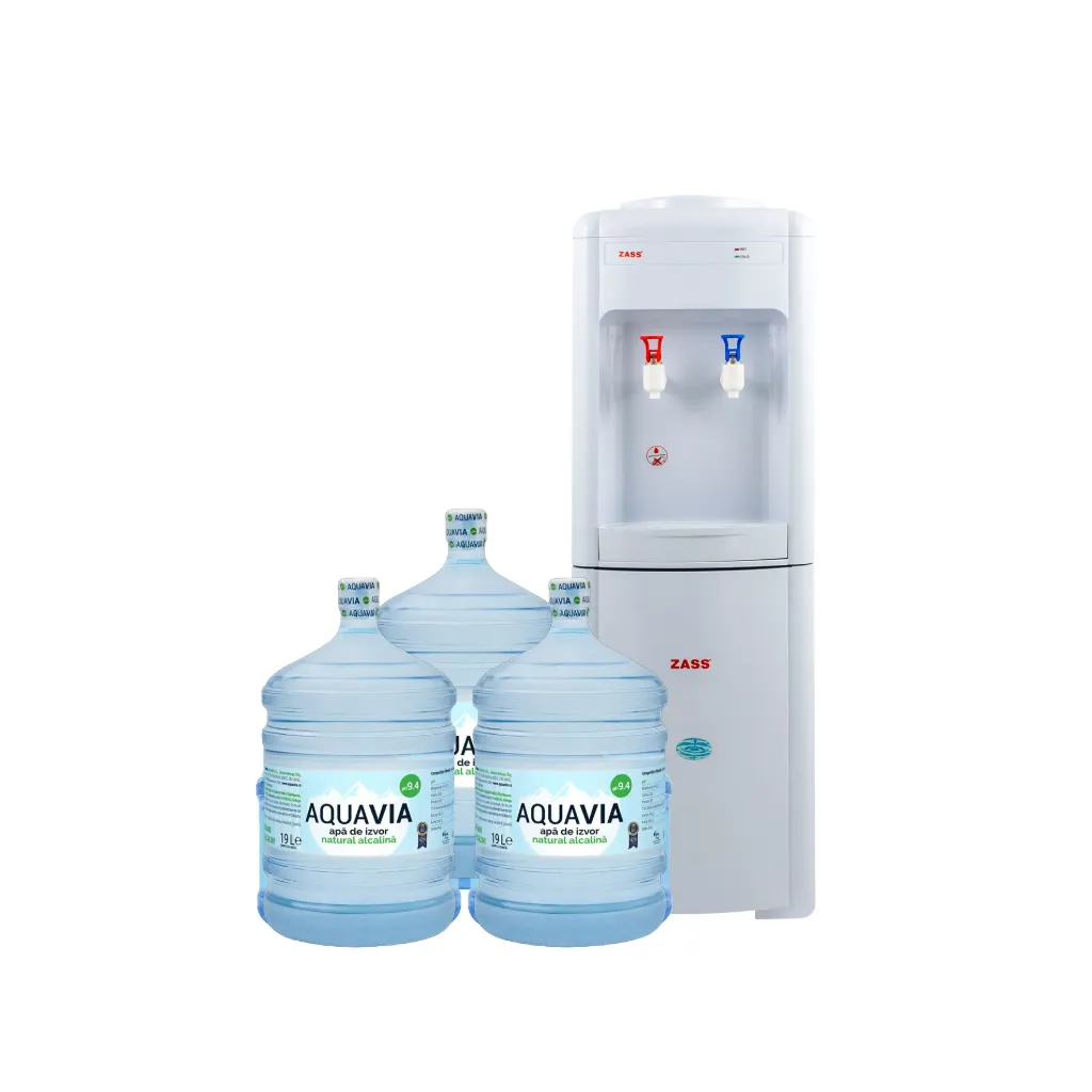 [9081] Abonament Lunar Dozator ZASS 01C + 3 x Apa AQUAVIA Apa de Izvor 19L