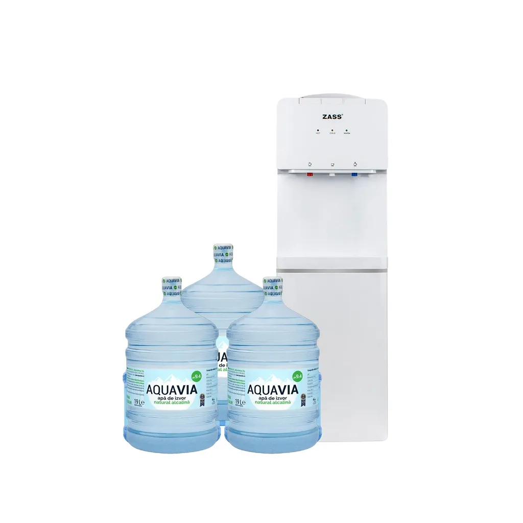 [9082] Abonament Lunar Dozator ZASS 17CNS + 3 x Apa AQUAVIA Apa de Izvor 19L
