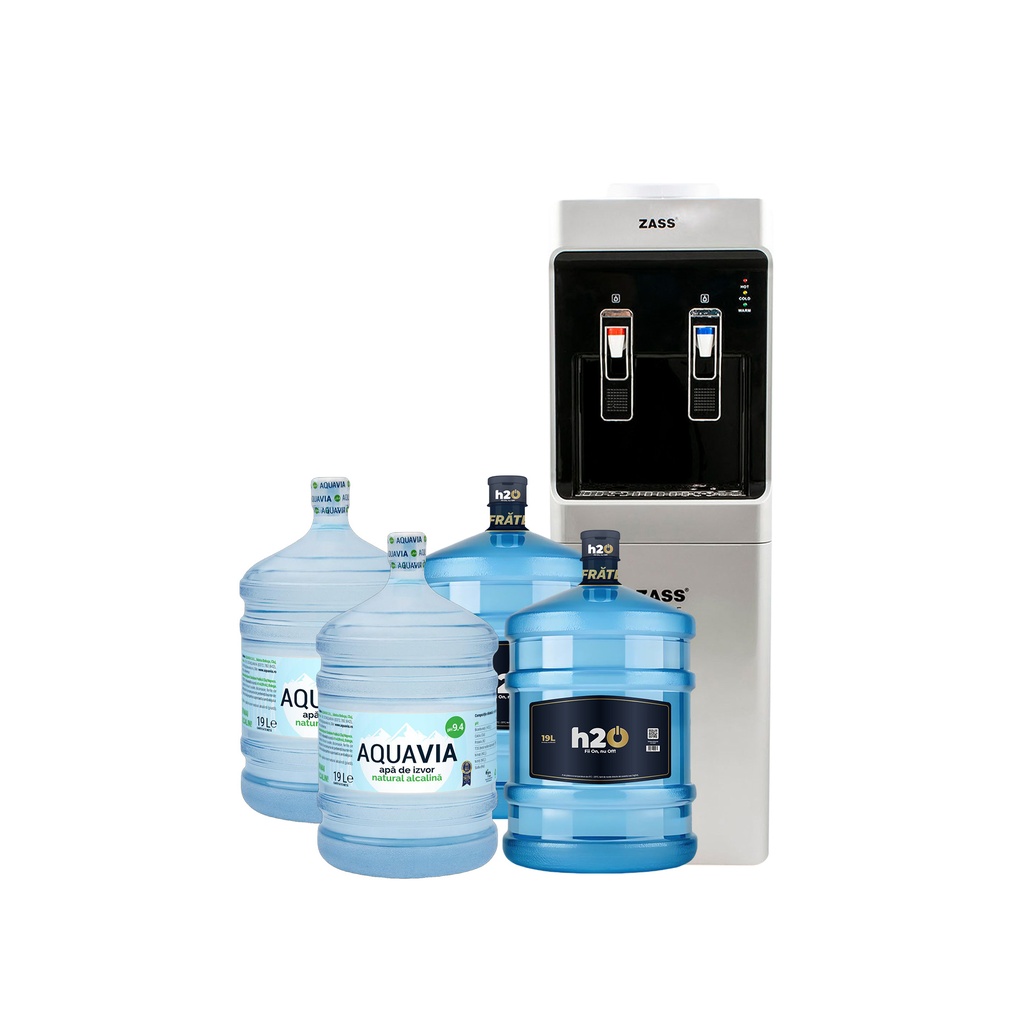 Abonament Lunar Dozator ZASS 09CS + 2 x Apă h2on 19L + 2 x Apă AQUAVIA 19L