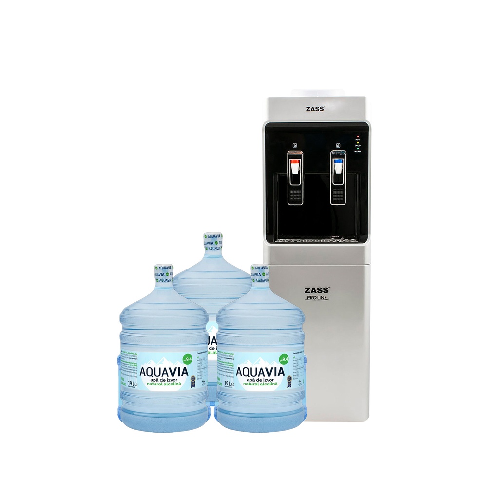 Abonament Lunar Dozator ZASS 09CS + 3 x Apa AQUAVIA Apa de Izvor 19L
