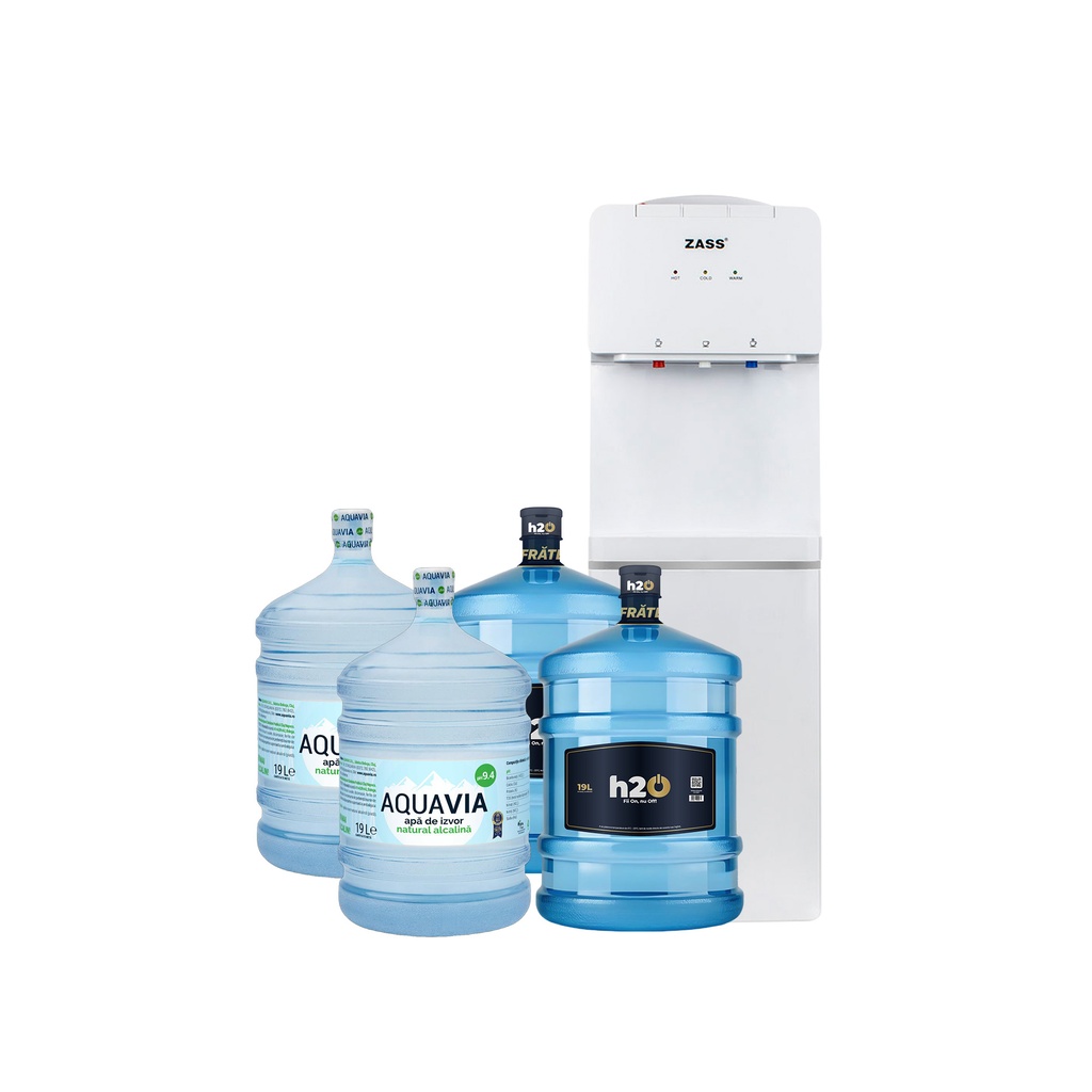 Abonament Lunar Dozator ZASS 17CNS + 2 x Apă h2on 19L + 2 x Apă AQUAVIA 19L