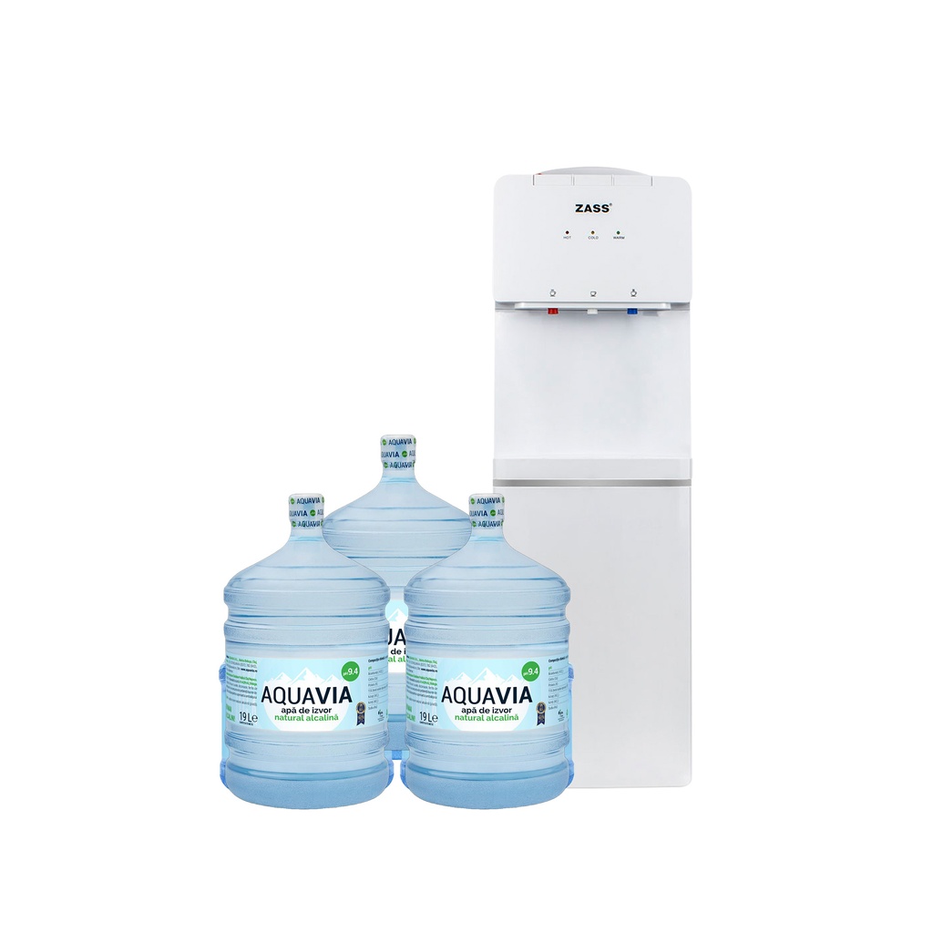 Abonament Lunar Dozator ZASS 17CNS + 3 x Apa AQUAVIA Apa de Izvor 19L