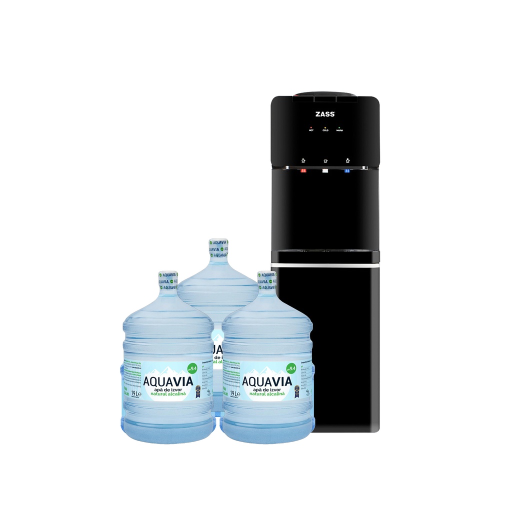 Abonament Lunar Dozator ZASS 18CR + 3 x Apa AQUAVIA Apa de Izvor 19L