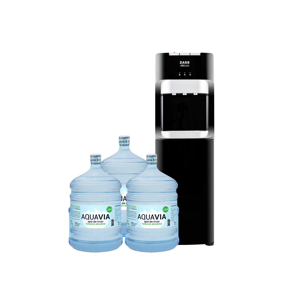 Abonament Lunar Dozator ZASS 20C + 3 x Apa AQUAVIA Apa de Izvor 19L